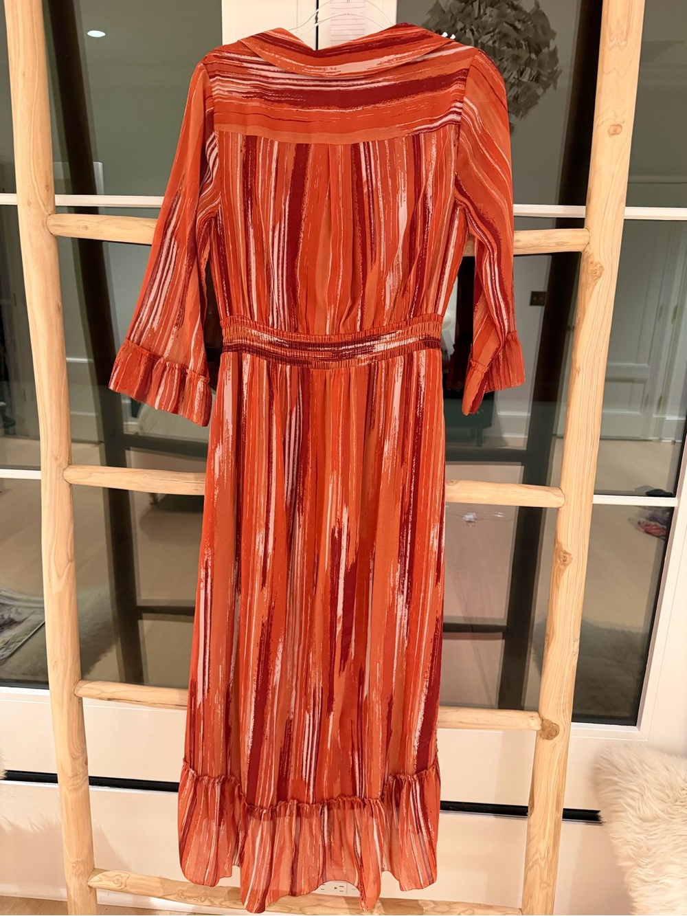 Tart Rust and Cream Striped Midi Dress - Picture 3 of 3